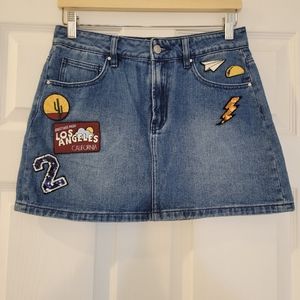 Pascun Patch Cotton Denim Mini Skirt, size 27 (US 4)